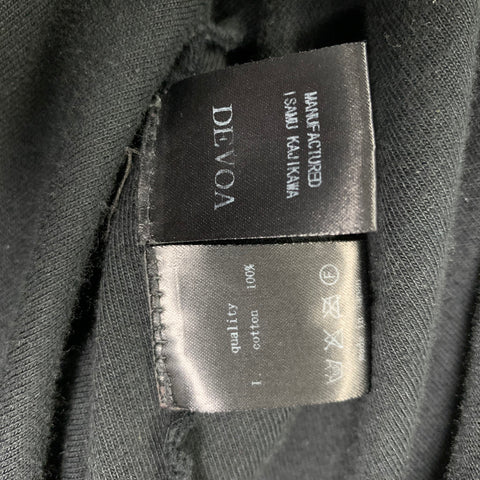 DEVOA Talla L Camisa de manga larga de algodón liso negro con borde crudo