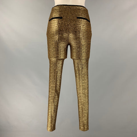 DOROTHEE SCHUMACHER Size XS Gold Black Polyester Wool Metallic Dress Pants
