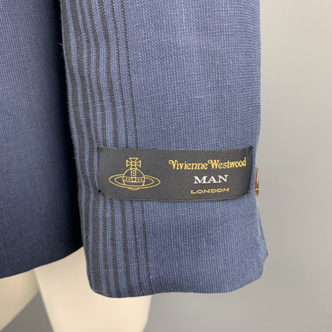 VIVIENNE WESTWOOD MAN James Size 40 Navy Plaid Wool Blend Notch Lapel Sport Coat