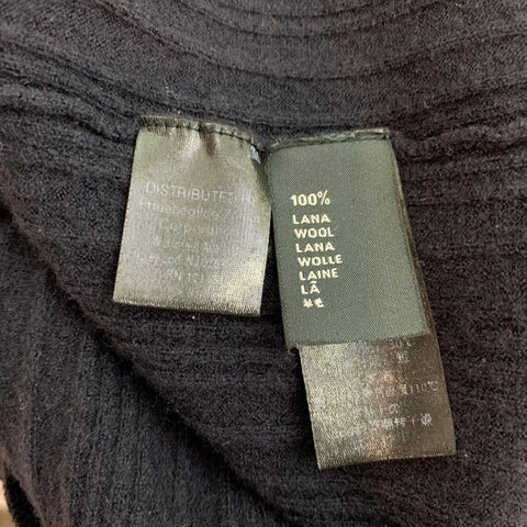 Z ZEGNA Size S Navy Ribbed Wool V-Neck Pullover