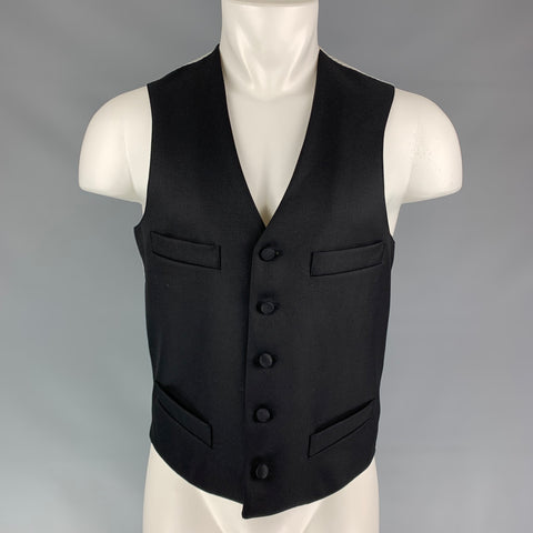 BLACK FLEECE Size 38 Black Wool Classic Vest