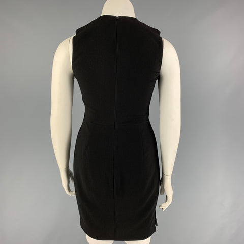 PRABAL GURUNG Size 10 Black Polyester Lambskin Sheath Dress
