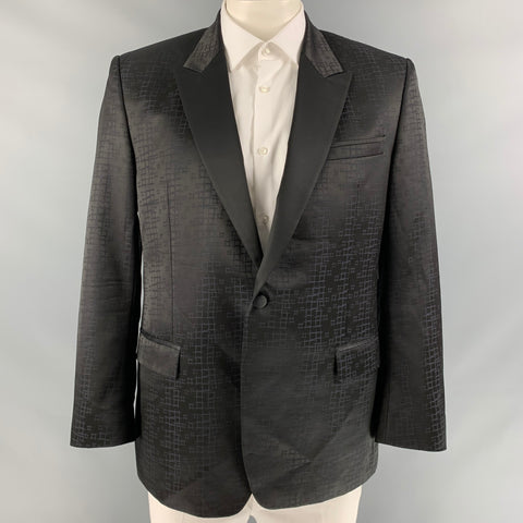 VERSACE COLLECTION Size 44 Black Acetate Blend Peak Lapel Sport Coat
