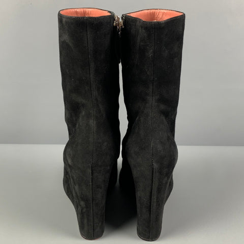 AMINA MUADDI Talla 7.5 Botas puntiagudas de ante negro