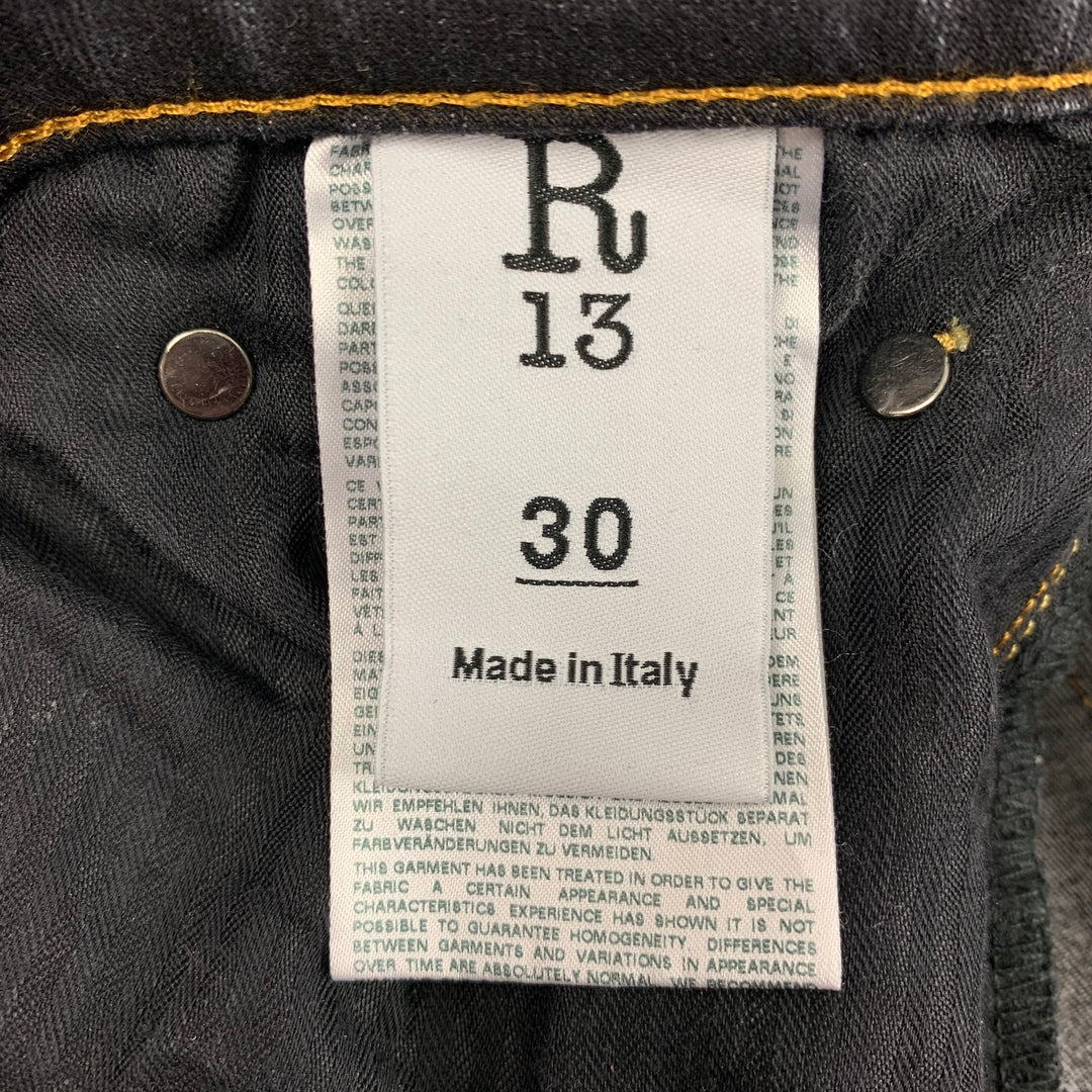 R13 Size 30 Indigo Cotton Blend Distressed Jeans