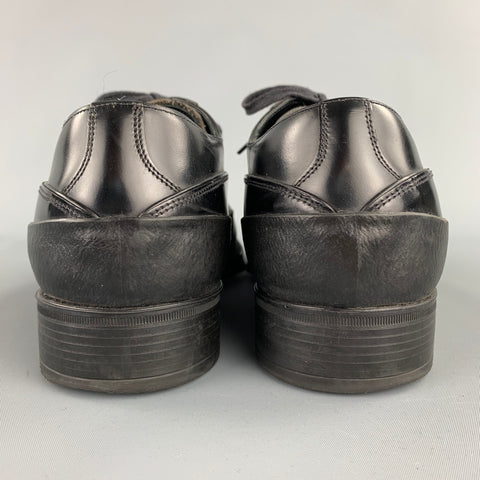 PRADA Size 9.5 Black Leather Lace Up Dress Shoes