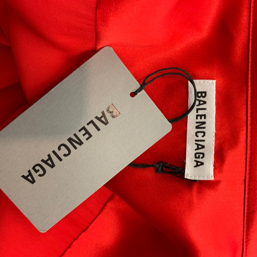 BALENCIAGA 2019 Taille XXL Chemise à manches longues boutonnée en soie rouge