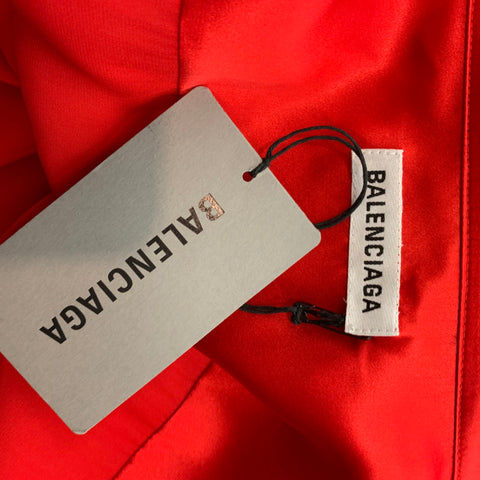 BALENCIAGA 2019 Size XXL Red Silk Button Up Long Sleeve Shirt