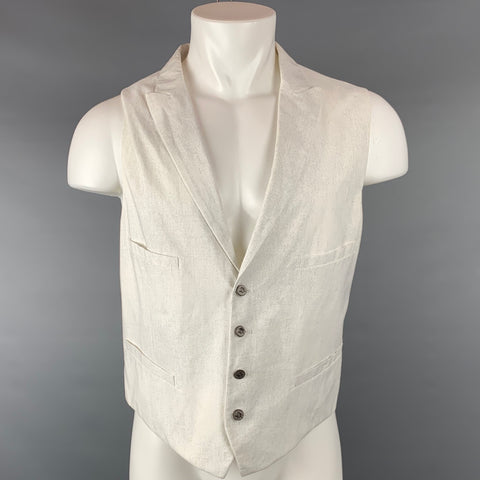 JOHN VARVATOS Talla 44 Chaleco con botones de algodón a rayas blancas y grises