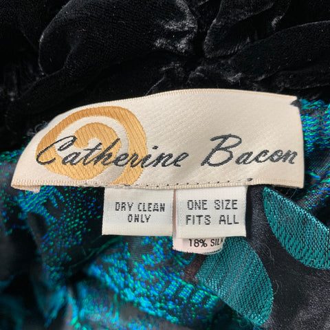 CATHERINE BACON One Size Black Rayon  Silk Ruched Oversized Coat