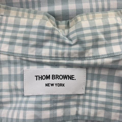 THOM BROWNE Size S White & Light Blue Plaid Cotton Button Down Long Sleeve Shirt