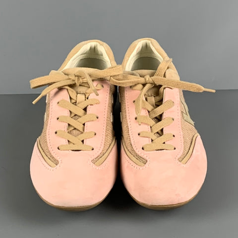 HOGAN OLYMPIA Talla 8 Zapatillas bajas de ante rosa y beige