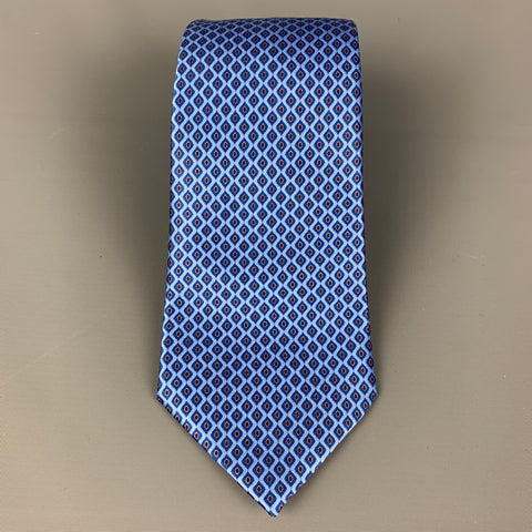 ERMENEGILDO ZEGNA Blue Red Squares Silk Tie