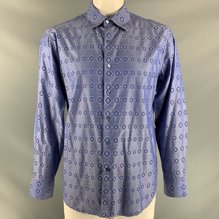 ROBERT GRAHAM Size XL Blue Print Cotton Button Up Long Sleeve Shirt