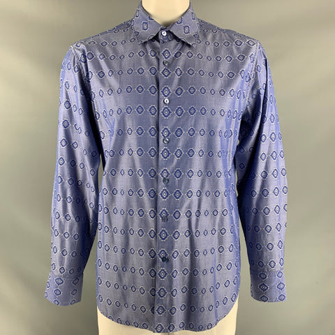 ROBERT GRAHAM Size XL Blue Print Cotton Button Up Long Sleeve Shirt