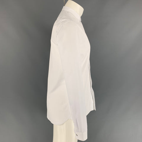 THE KOOPLES Size M White Cotton Nehru Collar Relaxed Long Sleeve Shirt