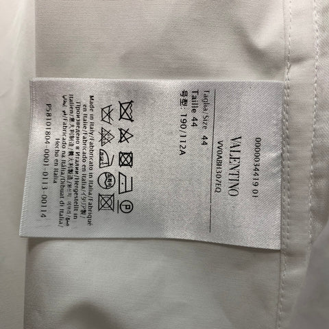 VALENTINO Size 34 White Guipure Cotton Collarless Long Sleeve Shirt