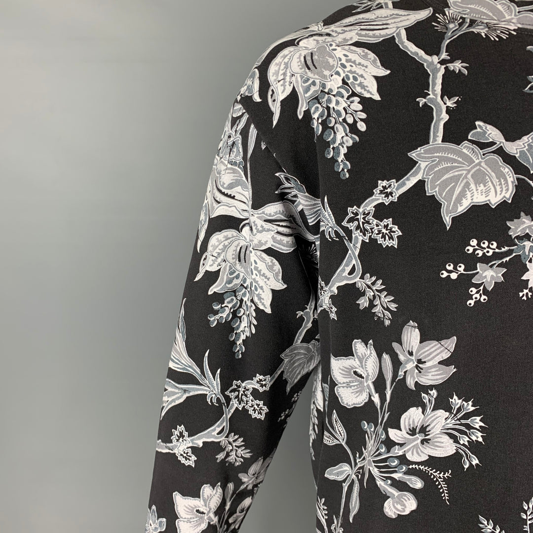 MCQ by ALEXANDER MCQUEEN Size M Black White Print Cotton Crew-Neck Pullover