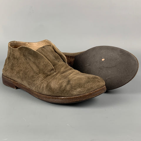 MARSELL Size 7 Brown Suede Distressed Flats