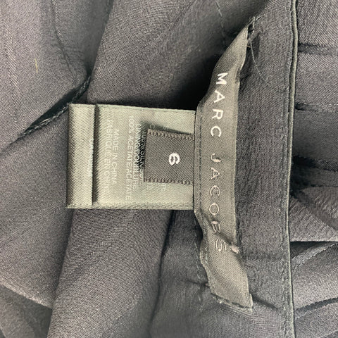 MARC by MARC JACOBS Vestido con cinturón a rayas de seda negro talla 6