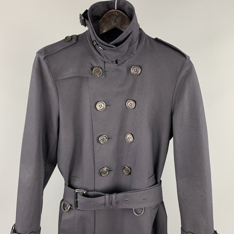 BURBERRY PRORSUM Size 34 Navy Cotton Double Breasted Belted Trenchcoat