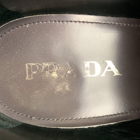 PRADA Levitate Size 10.5 EE Taupe Antique Leather Wingtip Lace Up Shoes
