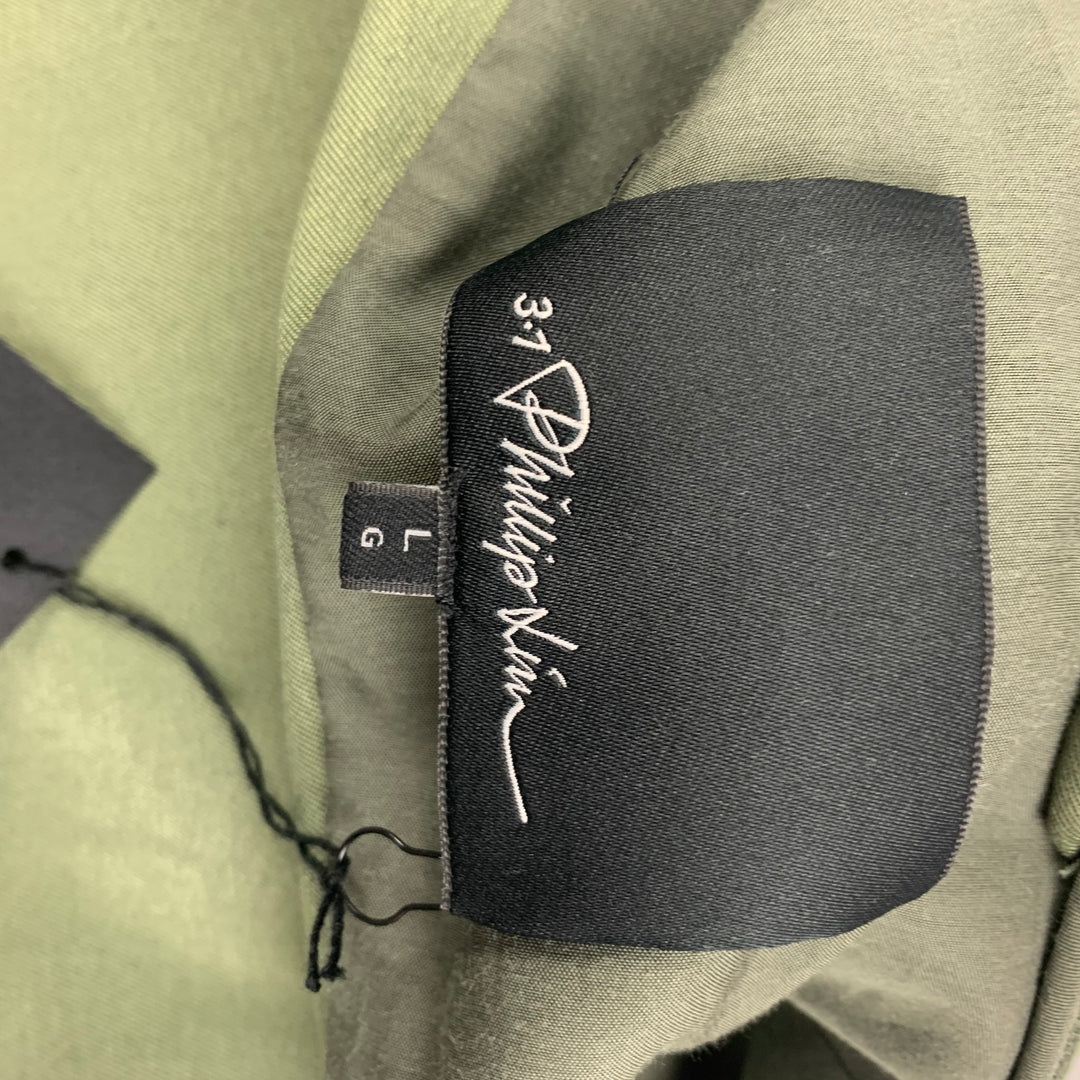 3.1 PHILLIP LIM Size L Olive Charcoal Cotton Bomber Jacket