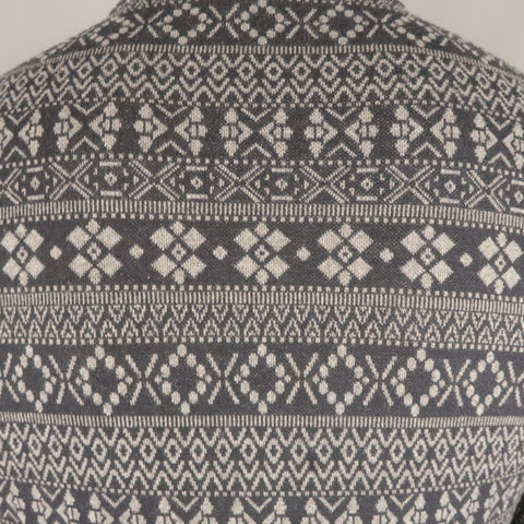 STILOSOPHY L Short Navy & Grey Fairisle Knit Notch Lapel  Sport Coat