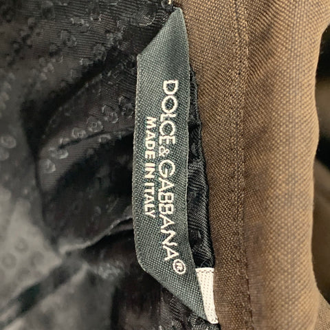DOLCE & GABBANA Size 34 Brown Black Wool Blend Double Breasted Coat