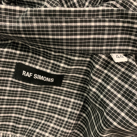 RAF SIMONS Size 44 Black White Checkered Cotton Polyester Long Sleeve Shirt