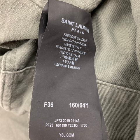 SAINT LAURENT Pantalon décontracté court en ramie en coton olive taille 4
