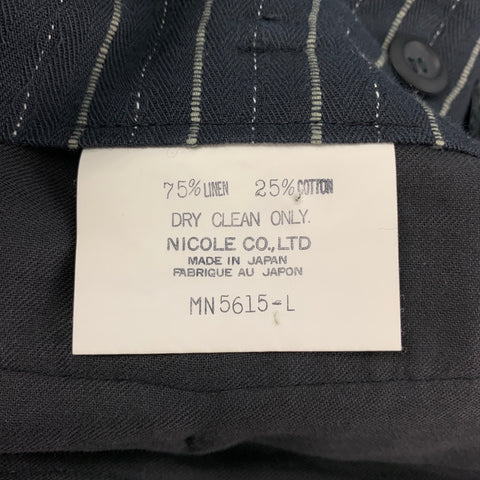 Vintage MATSUDA Size L Gray Linen Cotton Pleated Dress Pants