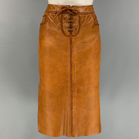 RALPH LAUREN Blue Label Size 6 Tan Leather Western Skirt