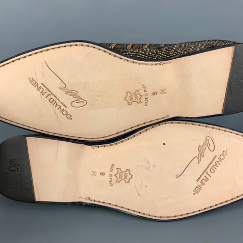 DONALD J PLINER Size 9 Olive Purple Beaded Leather Slip On Loafers