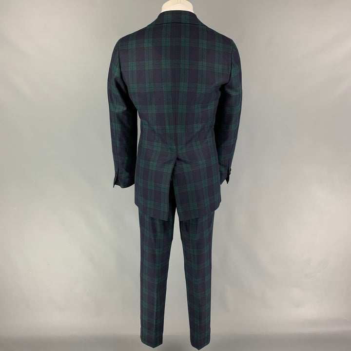 SUITSUPPLY Size 40 Blackwatch Plaid Cotton Peak Lapel Tuxedo Suit