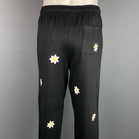 MARK McNAIRY Size M Black & White Floral Cotton Sweatpants Casual Pants