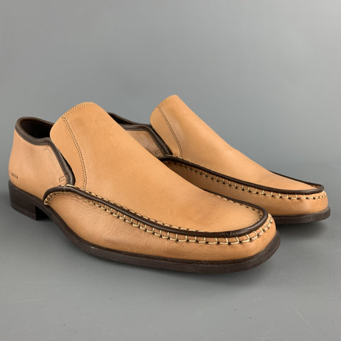 TED BAKER Size 9 Tan Stitched Leather Loafers