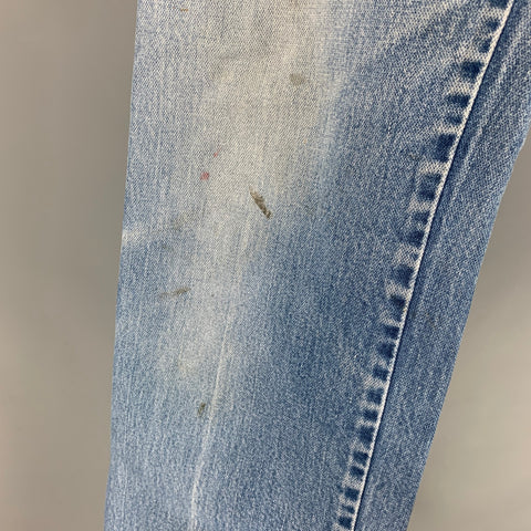 WRANGLER Taille 31 Bleu Distressed Straight Zip Fly Jeans