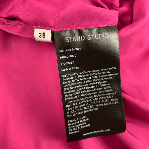 STAND STUDIO Chaqueta Marcella con solapa de muesca de piel sintética rosa talla M