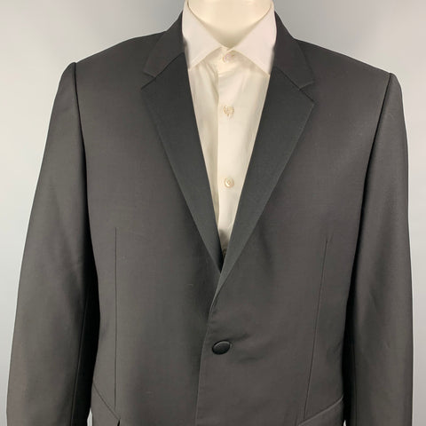 CALVIN KLEIN COLLECTION Size 44 Black Wool Tuxedo Sport Coat