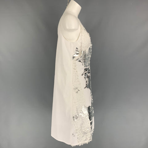 CALVIN KLEIN 205W39NYC x Andy Warhol Taille 4 Robe camisole à imprimé numérique métallisé en coton blanc argenté