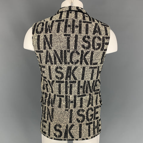 RAF SIMONS Spring-Summer 2009 Size 36 White & Black Woven Cotton Blend Vest