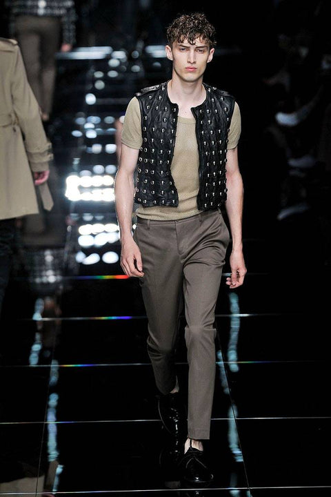 BURBERRY PRORSUM Spring 2011 Size L Khaki Mesh Cotton T-shirt