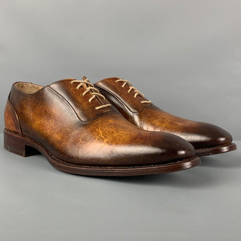 CALZOLERIA HARRIS Size 10 Brown Antique Leather Lace Up Shoes