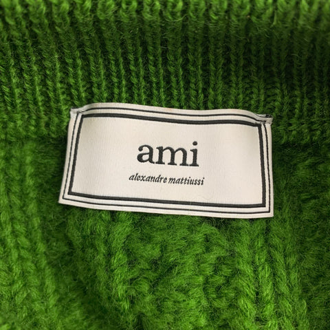 AMI by ALEXANDRE MATTIUSSI Jersey de cuello redondo de lana de punto trenzado verde talla M