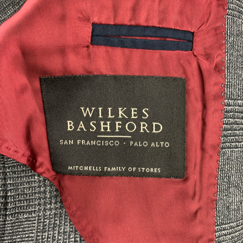 BRUNELLO CUCINELLI for WILKES BASHFORD Size 38 Charcoal & Grey Glenplaid Wool Blend Peak Lapel Suit