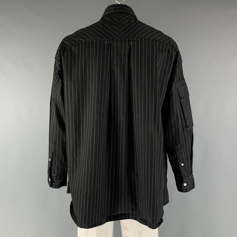 DANKE SCHON Size XXL Black White Stripe Cotton Long Sleeve Shirt