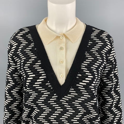 M MISSONI Size 8  Black Grey Knitted Viscose Blend Dress Top