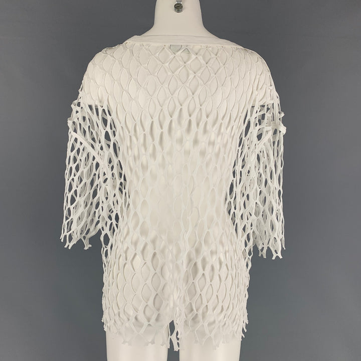 DRIES VAN NOTEN Size S White Polyester Mesh Crew-Neck Casual Top