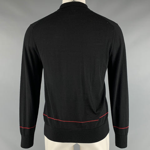 PAUL SMITH Size S Black Red Merino Wool Polo Pullover
